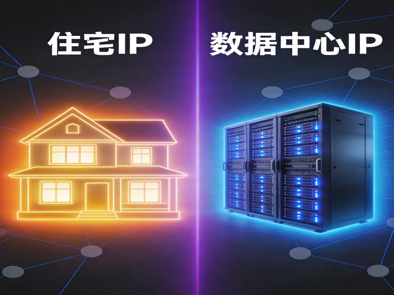 住宅IP与数据中心IP对比示意图